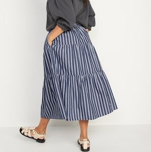NWT Tiered Striped Blue & White Striped Chambray Maxi Skirt from Old Navy